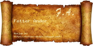 Fetter Andor névjegykártya