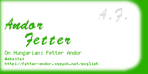 andor fetter business card